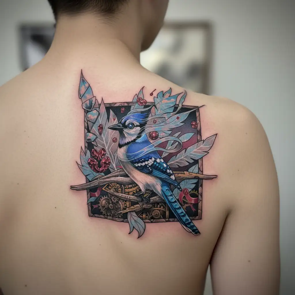 bluejay bird freedom tattoo design idea