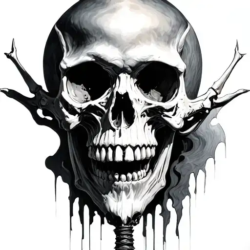 skull knife beksinski creature bones tattoo design idea
