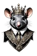 rat king with rat dressed as king  tattoo design idea