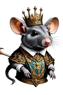 rat king with rat dressed as king  tattoo design idea
