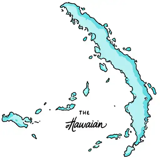Hawaiian islands map with wave tattoo design idea