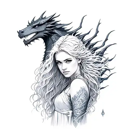 daenerys targaryen with dragon behind her back arm tattoo tattoo design idea
