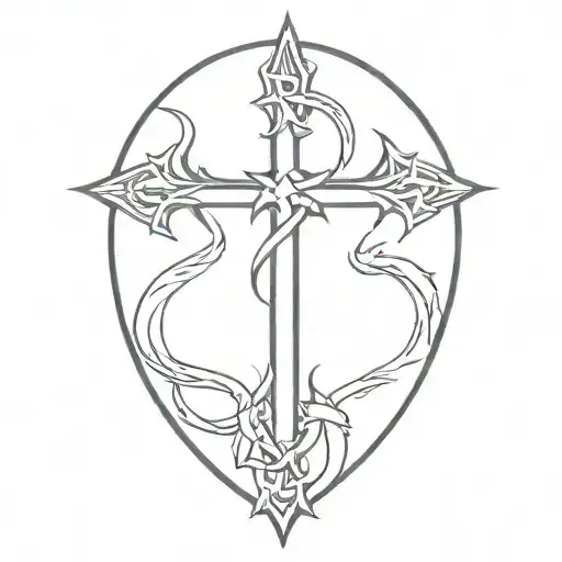 cross with dragon  tattoo design idea