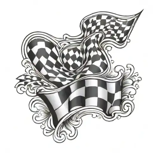 Checkered Flag with heartbeat line tattoo design idea