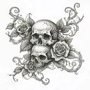 Rose vines in graveyard with skulls tattoo design idea