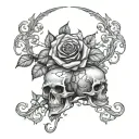 Rose vines in graveyard with skulls tattoo design idea