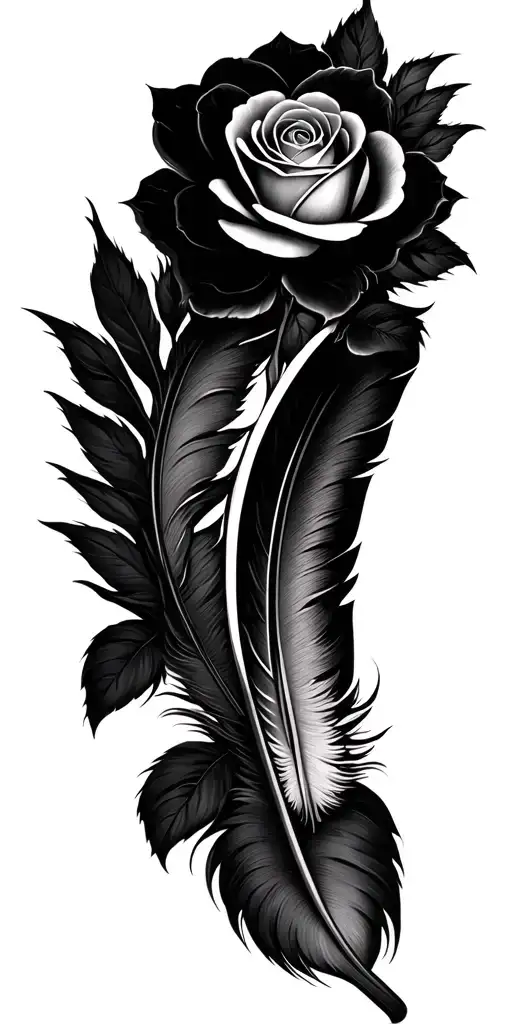 feathers horseshoe roses tree tattoo design idea