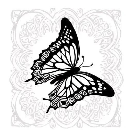 butterfly tribal tramp stamp  tattoo design idea