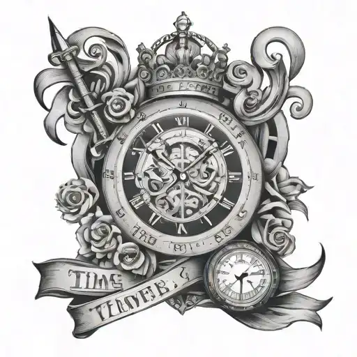 knowledge is power and time is king tattoo design idea