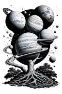 system solar system planets tree tattoo design idea