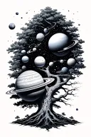 system solar system planets tree tattoo design idea