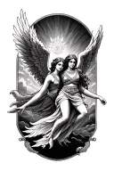 two mayan angels flying tattoo design idea