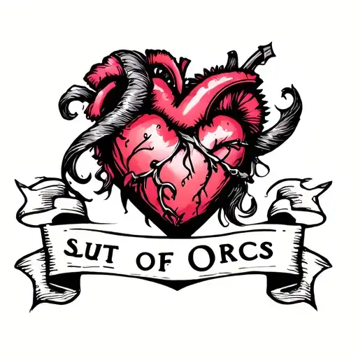 "Slut of Orcs" sexy heart tattoo design idea