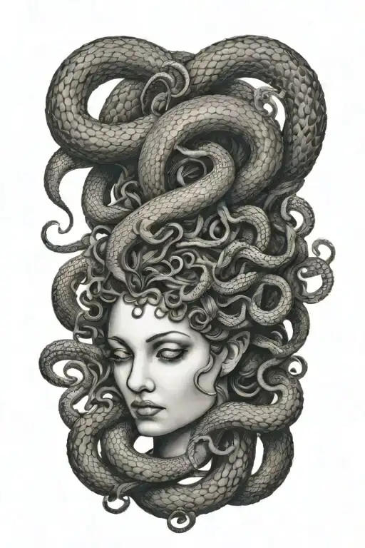 Medusa head with snake hair tattoo design idea