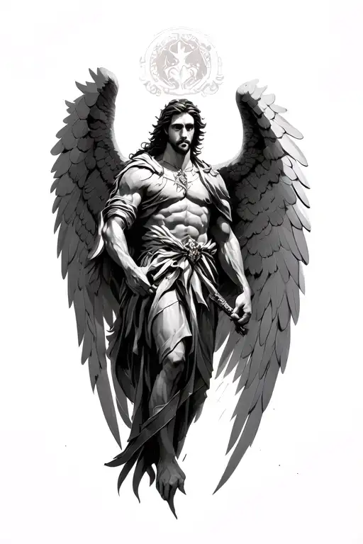 archangel azrael male angel tattoo design idea