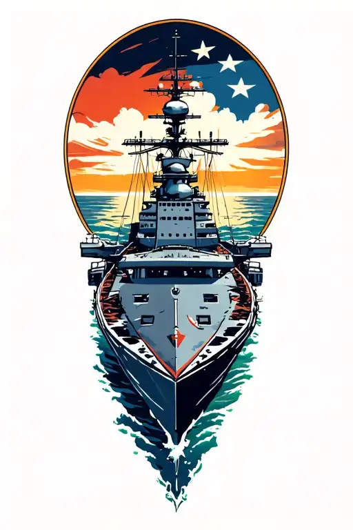 Aircraft Carrier ship tattoo design idea