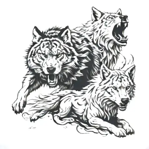 Skoll and Hati chasing tattoo design idea