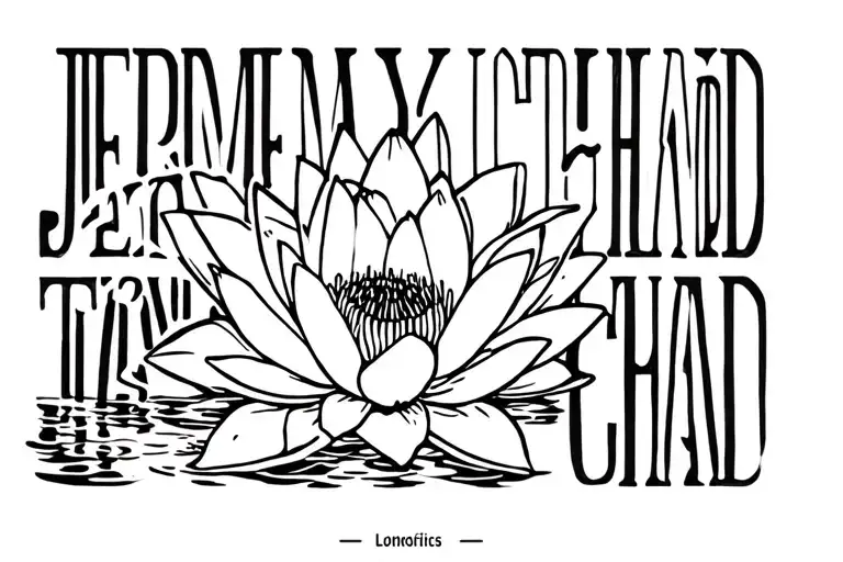 water lily with jeremy chad Dennis as stem in elder folk font letters  tattoo design idea