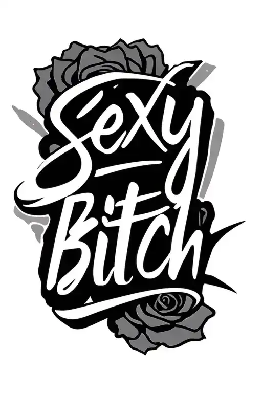 line tattoo "sexy bitch" script tattoo tattoo design idea