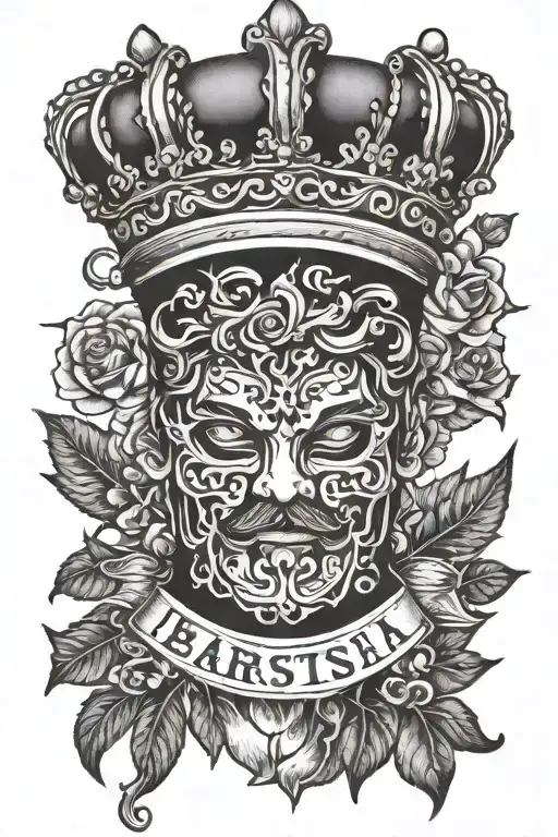 barista prince crown tattoo design idea