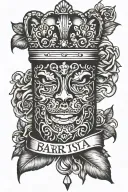 barista prince crown tattoo design idea