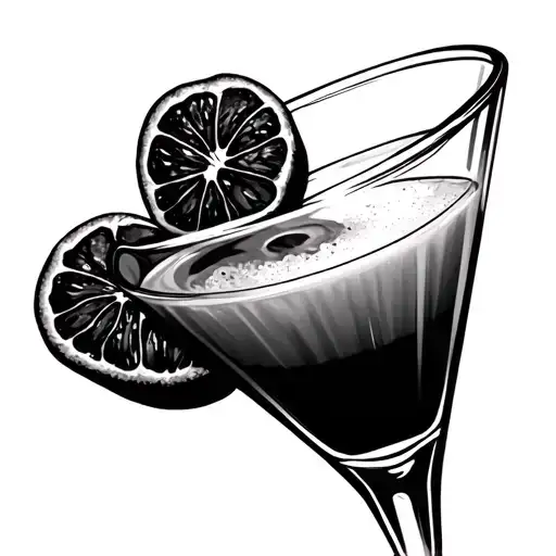 espresso martini glass tattoo design idea