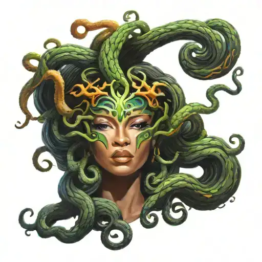 African American exotic medusa tattoo design idea