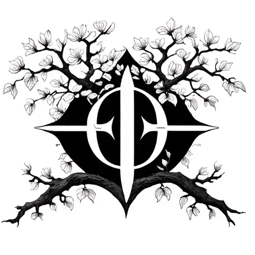 alpha and omega symbol and dogwood tree tattoo design idea