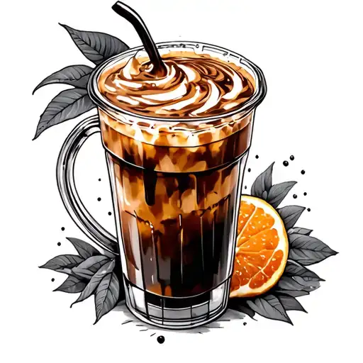 iced coffee tattoo design idea