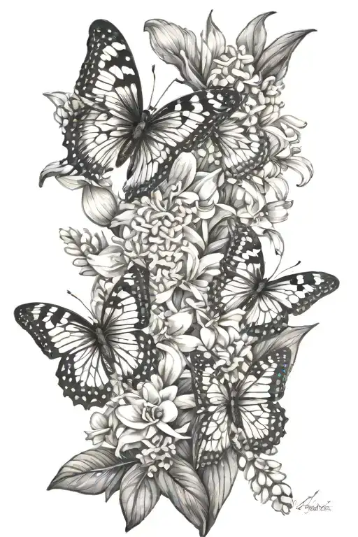 butterflies and hyacinth flower tattoo tattoo design idea
