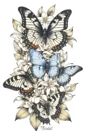 butterflies and hyacinth flower tattoo tattoo design idea