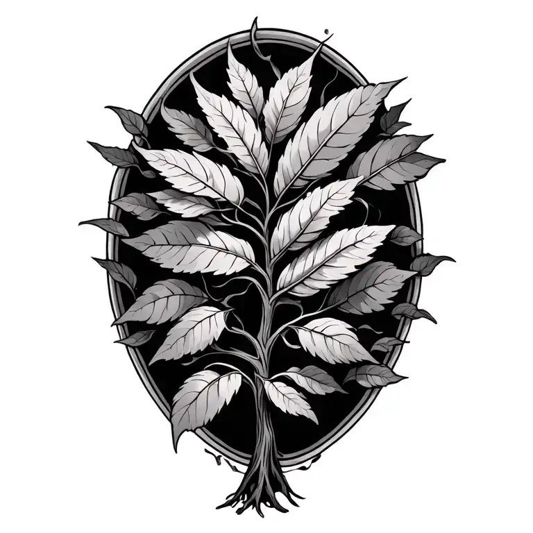 money tree leaves intertwined tattoo design idea