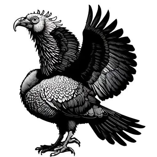 turkey vulture standing with wings spread tattoo design idea