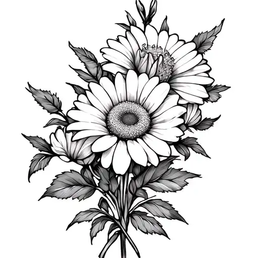 Daisy,rose,gladiolus and honeycomb outline drawing tattoo tattoo design idea