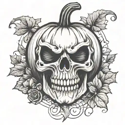 skeleton pumpkin Halloween themed tattoo tattoo design idea