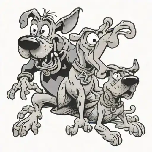 scooby doo and courage the cowardly dog  tattoo design idea