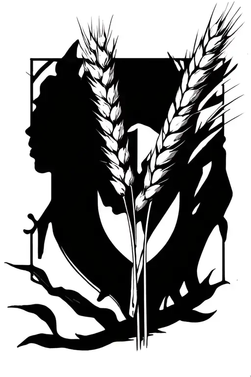 Vinland saga. transition from weapon to wheat to represent "no enemies" and violence to peace. simple nature minimalist tattoo design idea