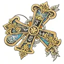 joseph name in egyptian cross tattoo design idea