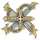 joseph name in egyptian cross tattoo design idea