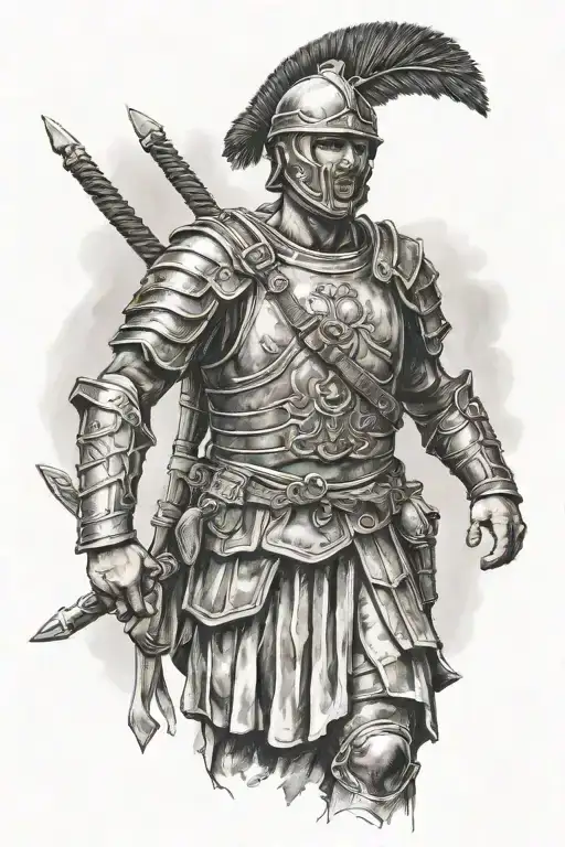 Roman soldier standing tattoo design idea