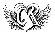 A heart should be created with the letters C and K. A wing should be attached on the border of the heart. tattoo design idea