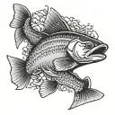 salmon swimming tattoo design idea