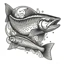 salmon swimming tattoo design idea