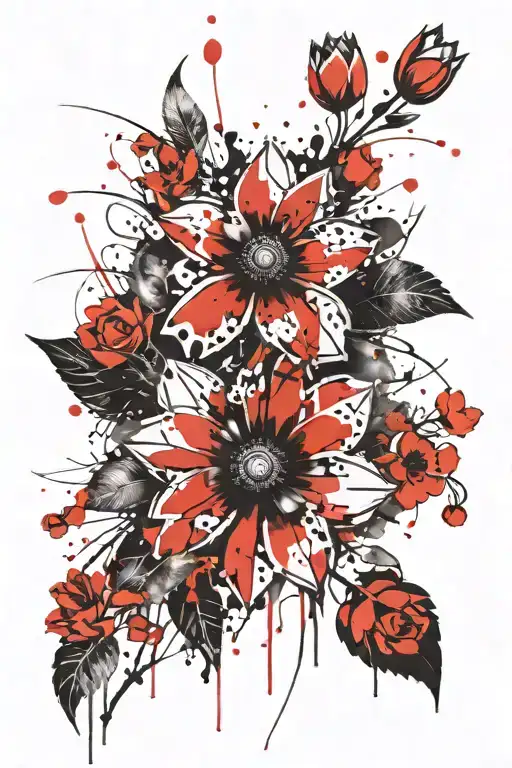 Wanderer world flowers tattoo design idea