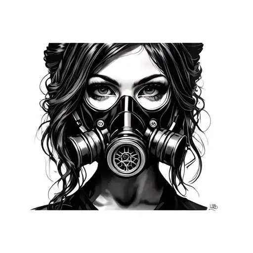 Gangster Frau my gas mask tattoo design idea
