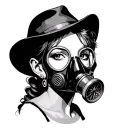 Gangster Frau my gas mask tattoo design idea