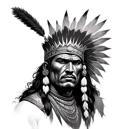 Indian warrior with crown tattoo design idea