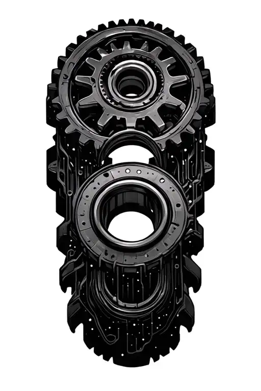biometric gears cogs, bearings, under skin tattoo design idea