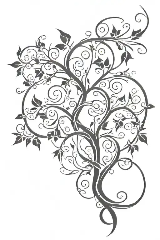 tribal tangled vine tattoo stencil. with a tree symbol in the upper center middle tattoo design idea