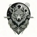 wolf moon clouds tattoo design idea